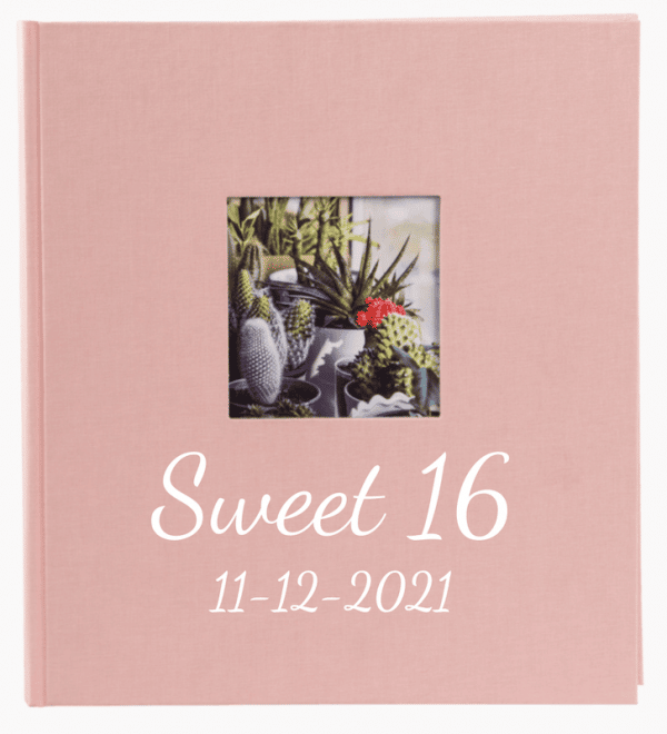 gepersonaliseerd fotoalbum rosé 31722 2 tekstregels sweet 16
