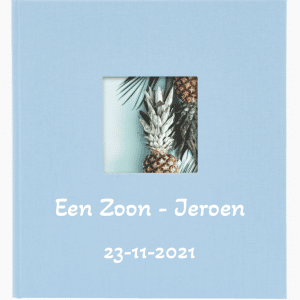 gepersonaliseerd fotoalbum hemelblauw 31729 2 tekst regels